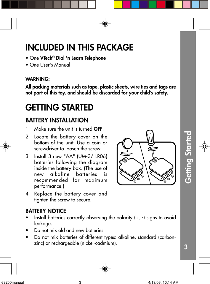 Page 4 of 10 - Vtech Vtech-Disney-Princess-Dial-N-Learn-Telephone-Owners-Manual- Disney Princess Dial & Learn Phone  Vtech-disney-princess-dial-n-learn-telephone-owners-manual