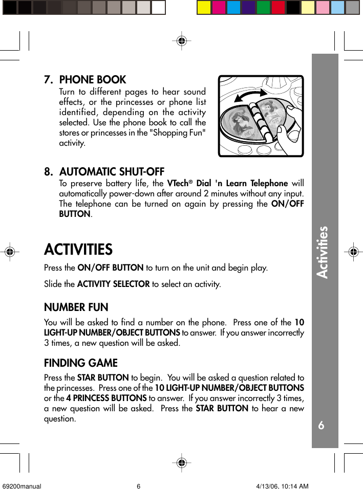Page 7 of 10 - Vtech Vtech-Disney-Princess-Dial-N-Learn-Telephone-Owners-Manual- Disney Princess Dial & Learn Phone  Vtech-disney-princess-dial-n-learn-telephone-owners-manual