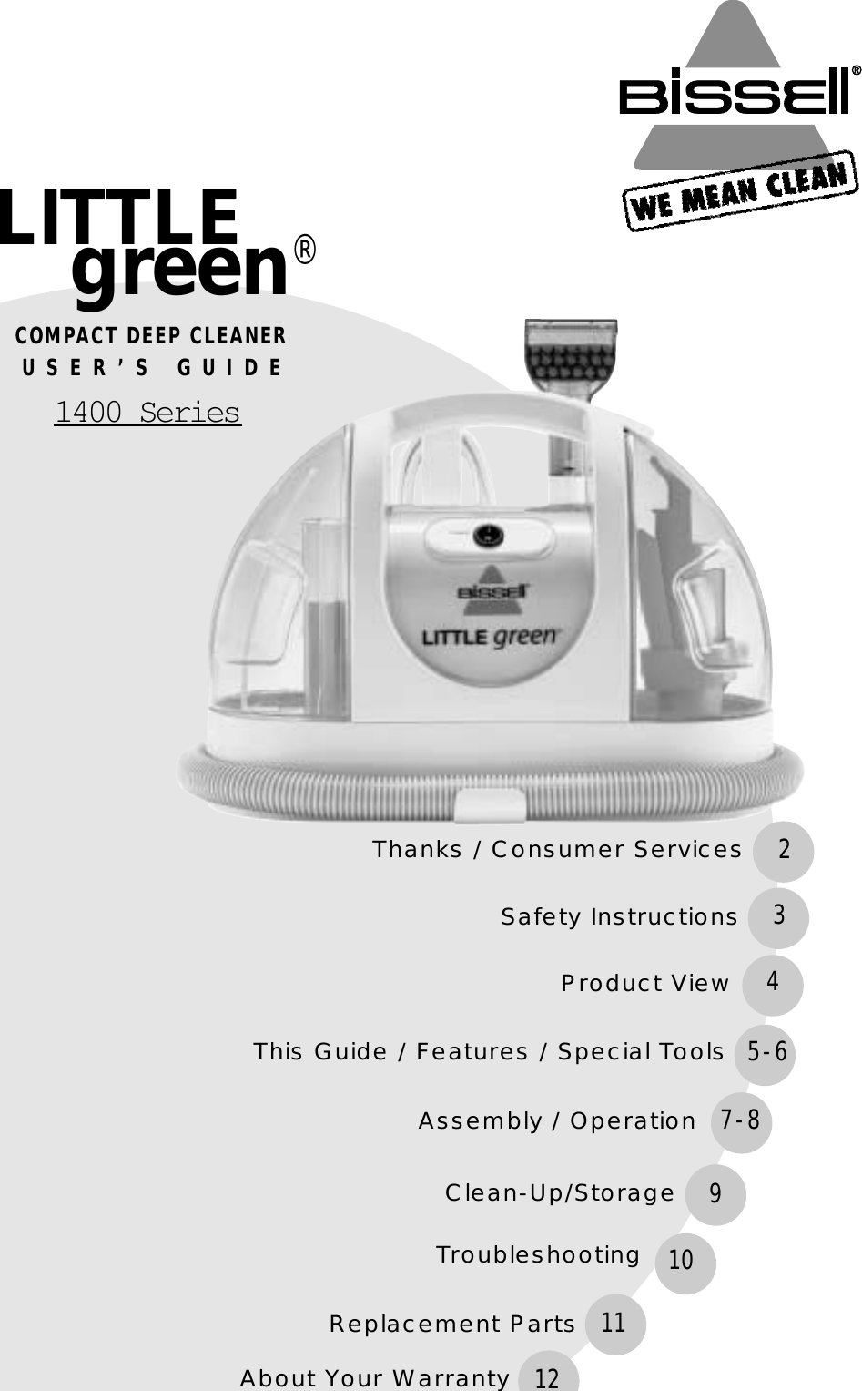 Page 1 of 12 - Bissell Bissell-Little-Green-1400-Series-Users-Manual- ManualsLib - Makes It Easy To Find Manuals Online!  Bissell-little-green-1400-series-users-manual