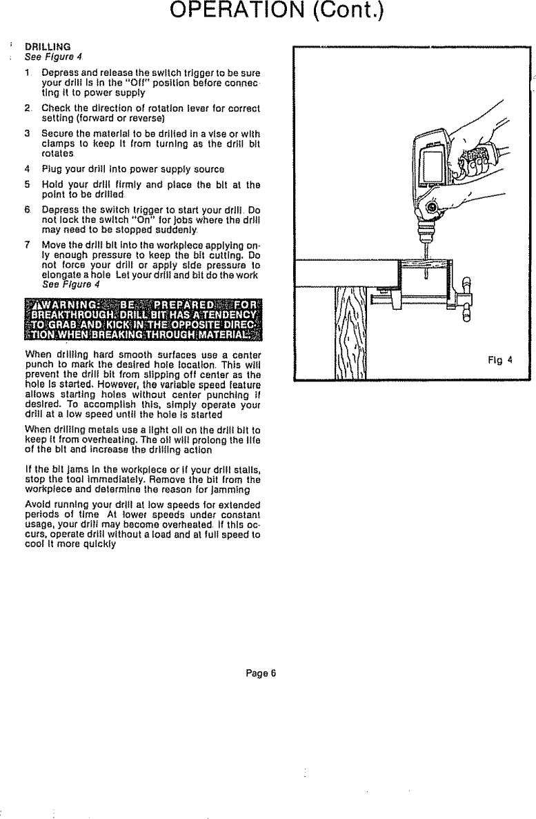 Page 6 of 12 - Craftsman 31510411 User Manual  3/8 INCH ELECTRIC DRILL - Manuals And Guides 1006753L
